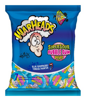 Warheads | Super Sour Bubble Gum Pops • Blue Raspberry • 105g